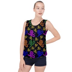 Pattern Repetition Snail Blue Bubble Hem Chiffon Tank Top