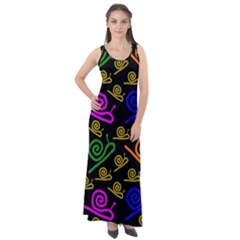 Pattern Repetition Snail Blue Sleeveless Velour Maxi Dress