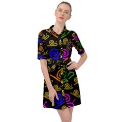 Pattern Repetition Snail Blue Belted Shirt Dress by Maspions