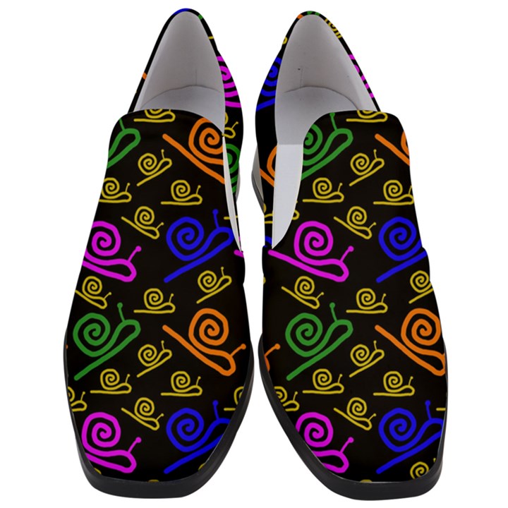 Pattern Repetition Snail Blue Women Slip On Heel Loafers