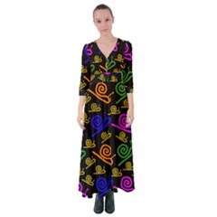 Pattern Repetition Snail Blue Button Up Maxi Dress by Maspions