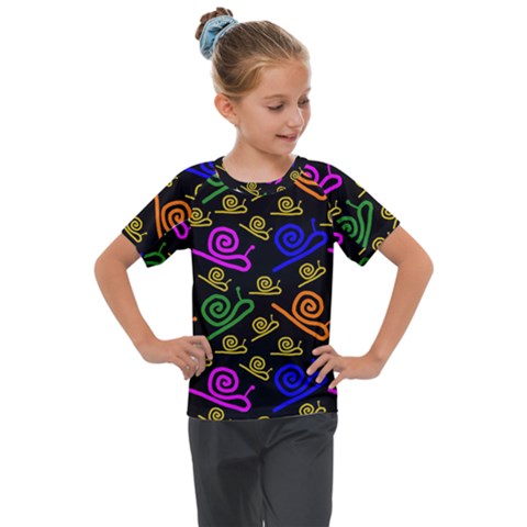 Pattern Repetition Snail Blue Kids  Mesh Piece T-shirt by Maspions