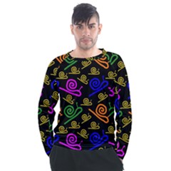 Pattern Repetition Snail Blue Men s Long Sleeve Raglan T-shirt