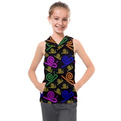 Pattern Repetition Snail Blue Kids  Sleeveless Hoodie