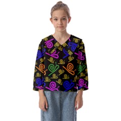 Pattern Repetition Snail Blue Kids  Sailor Shirt