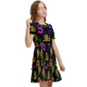 Pattern Repetition Snail Blue Kids  Puff Sleeved Dress View2