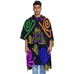 Pattern Repetition Snail Blue Men s Hooded Rain Ponchos by Maspions