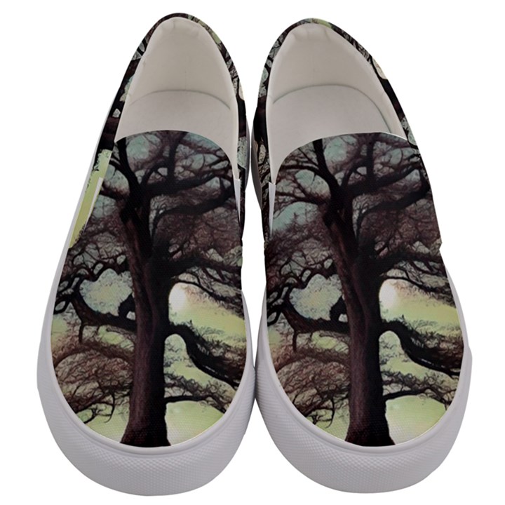 Nature Outdoors Cellphone Wallpaper Background Artistic Artwork Starlight Book Cover Wilderness Land Men s Canvas Slip Ons