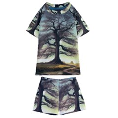 Nature Outdoors Cellphone Wallpaper Background Artistic Artwork Starlight Book Cover Wilderness Land Kids  Swim T-shirt And Shorts Set by Posterlux