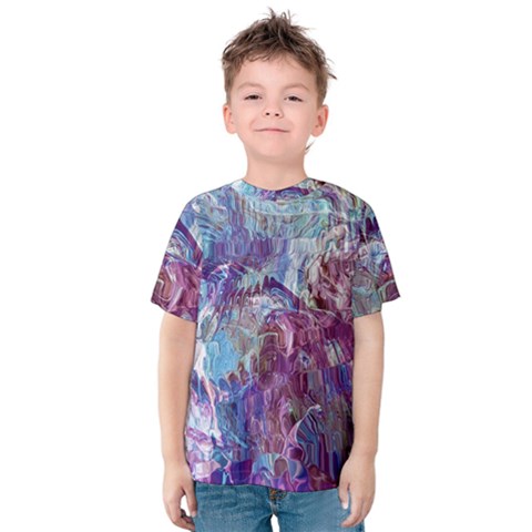 Blend Marbling Kids  Cotton T-shirt by kaleidomarblingart