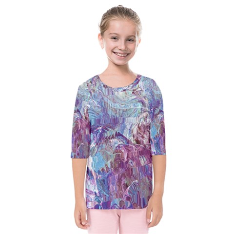 Blend Marbling Kids  Quarter Sleeve Raglan T-shirt by kaleidomarblingart