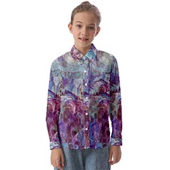 Blend Marbling Kids  Long Sleeve Shirt by kaleidomarblingart