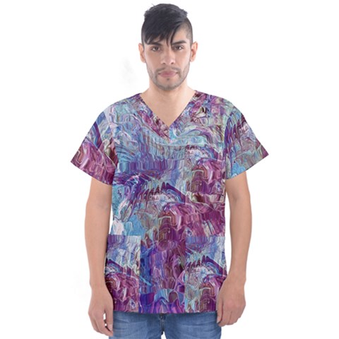 Blend Marbling Men s V-neck Scrub Top by kaleidomarblingart