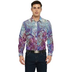 Blend Marbling Men s Long Sleeve Pocket Shirt  by kaleidomarblingart