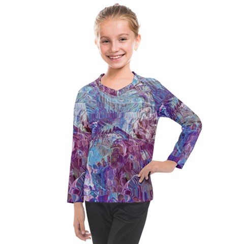 Blend Marbling Kids  Long Mesh T-shirt by kaleidomarblingart