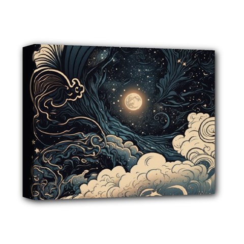 Starry Sky Moon Space Cosmic Galaxy Nature Art Clouds Art Nouveau Abstract Deluxe Canvas 14  X 11  (stretched)