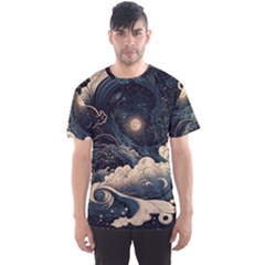 Starry Sky Moon Space Cosmic Galaxy Nature Art Clouds Art Nouveau Abstract Men s Sport Mesh T-shirt