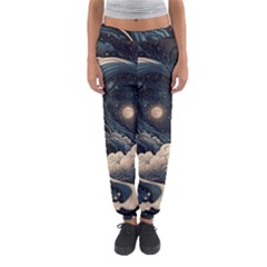 Starry Sky Moon Space Cosmic Galaxy Nature Art Clouds Art Nouveau Abstract Women s Jogger Sweatpants