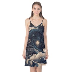 Starry Sky Moon Space Cosmic Galaxy Nature Art Clouds Art Nouveau Abstract Camis Nightgown 