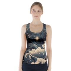 Starry Sky Moon Space Cosmic Galaxy Nature Art Clouds Art Nouveau Abstract Racer Back Sports Top