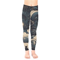 Starry Sky Moon Space Cosmic Galaxy Nature Art Clouds Art Nouveau Abstract Kids  Leggings