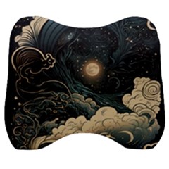 Starry Sky Moon Space Cosmic Galaxy Nature Art Clouds Art Nouveau Abstract Velour Head Support Cushion