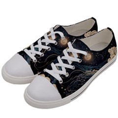 Starry Sky Moon Space Cosmic Galaxy Nature Art Clouds Art Nouveau Abstract Men s Low Top Canvas Sneakers