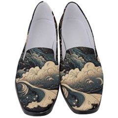 Starry Sky Moon Space Cosmic Galaxy Nature Art Clouds Art Nouveau Abstract Women s Classic Loafer Heels