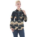 Starry Sky Moon Space Cosmic Galaxy Nature Art Clouds Art Nouveau Abstract Women s Long Sleeve Pocket Shirt View1