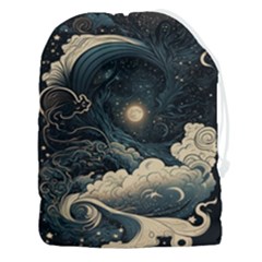 Starry Sky Moon Space Cosmic Galaxy Nature Art Clouds Art Nouveau Abstract Drawstring Pouch (3xl) by Posterlux