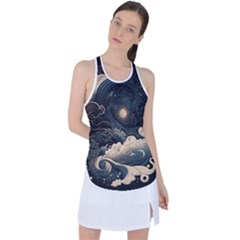 Starry Sky Moon Space Cosmic Galaxy Nature Art Clouds Art Nouveau Abstract Racer Back Mesh Tank Top by Posterlux