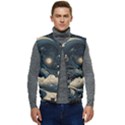 Starry Sky Moon Space Cosmic Galaxy Nature Art Clouds Art Nouveau Abstract Men s Button Up Puffer Vest	 View1