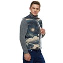 Starry Sky Moon Space Cosmic Galaxy Nature Art Clouds Art Nouveau Abstract Men s Button Up Puffer Vest	 View2