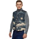 Starry Sky Moon Space Cosmic Galaxy Nature Art Clouds Art Nouveau Abstract Men s Button Up Puffer Vest	 View3