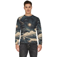 Starry Sky Moon Space Cosmic Galaxy Nature Art Clouds Art Nouveau Abstract Men s Fleece Sweatshirt by Posterlux