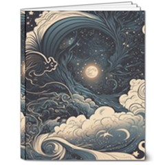 Starry Sky Moon Space Cosmic Galaxy Nature Art Clouds Art Nouveau Abstract 8  X 10  Softcover Notebook