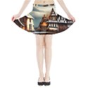 Village Reflections Snow Sky Dramatic Town House Cottages Pond Lake City Mini Flare Skirt View3