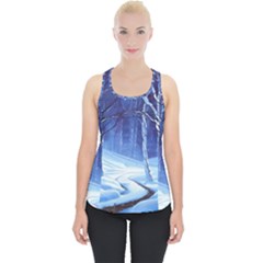 Landscape Outdoors Greeting Card Snow Forest Woods Nature Path Trail Santa s Village Piece Up Tank Top by Posterlux