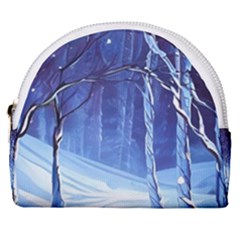 Landscape Outdoors Greeting Card Snow Forest Woods Nature Path Trail Santa s Village Horseshoe Style Canvas Pouch by Posterlux