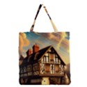 Village House Cottage Medieval Timber Tudor Split timber Frame Architecture Town Twilight Chimney Grocery Tote Bag View1