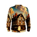 Village House Cottage Medieval Timber Tudor Split timber Frame Architecture Town Twilight Chimney Kids  Sweatshirt View2