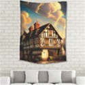 Village House Cottage Medieval Timber Tudor Split timber Frame Architecture Town Twilight Chimney Medium Tapestry View2