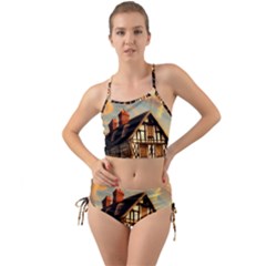 Village House Cottage Medieval Timber Tudor Split Timber Frame Architecture Town Twilight Chimney Mini Tank Bikini Set by Posterlux