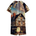 Village House Cottage Medieval Timber Tudor Split timber Frame Architecture Town Twilight Chimney Kids  Boyleg Half Suit Swimwear View2