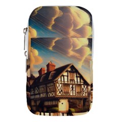 Village House Cottage Medieval Timber Tudor Split Timber Frame Architecture Town Twilight Chimney Waist Pouch (large) by Posterlux