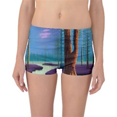 Artwork Outdoors Night Trees Setting Scene Forest Woods Light Moonlight Nature Boyleg Bikini Bottoms