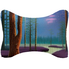 Artwork Outdoors Night Trees Setting Scene Forest Woods Light Moonlight Nature Seat Head Rest Cushion