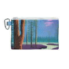 Artwork Outdoors Night Trees Setting Scene Forest Woods Light Moonlight Nature Canvas Cosmetic Bag (medium)