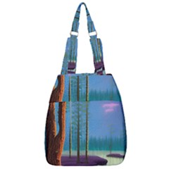 Artwork Outdoors Night Trees Setting Scene Forest Woods Light Moonlight Nature Center Zip Backpack by Posterlux