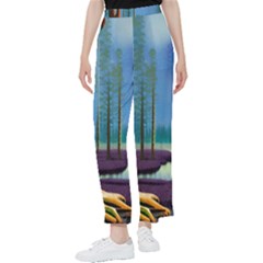 Artwork Outdoors Night Trees Setting Scene Forest Woods Light Moonlight Nature Women s Pants  by Posterlux